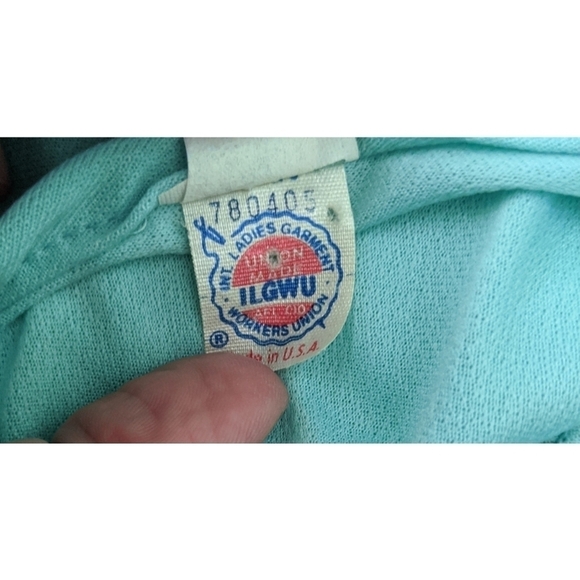 Vintage Union Label 70's/80's Aqua Pleated Dress - Picture 3 of 9